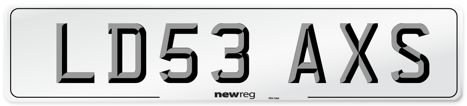 LD53 AXS Number Plate from New Reg